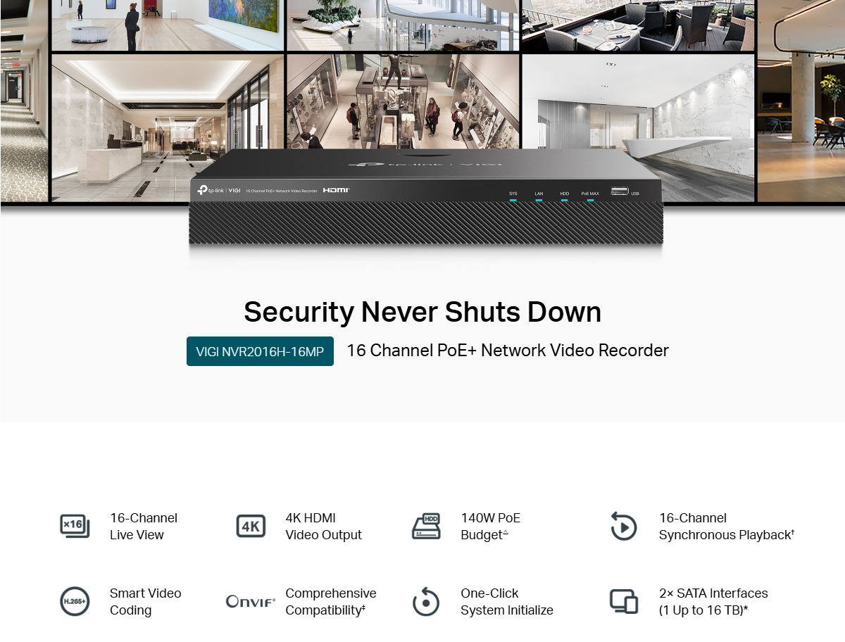 VIGI NVR2016H-16MP Network Video Recorder