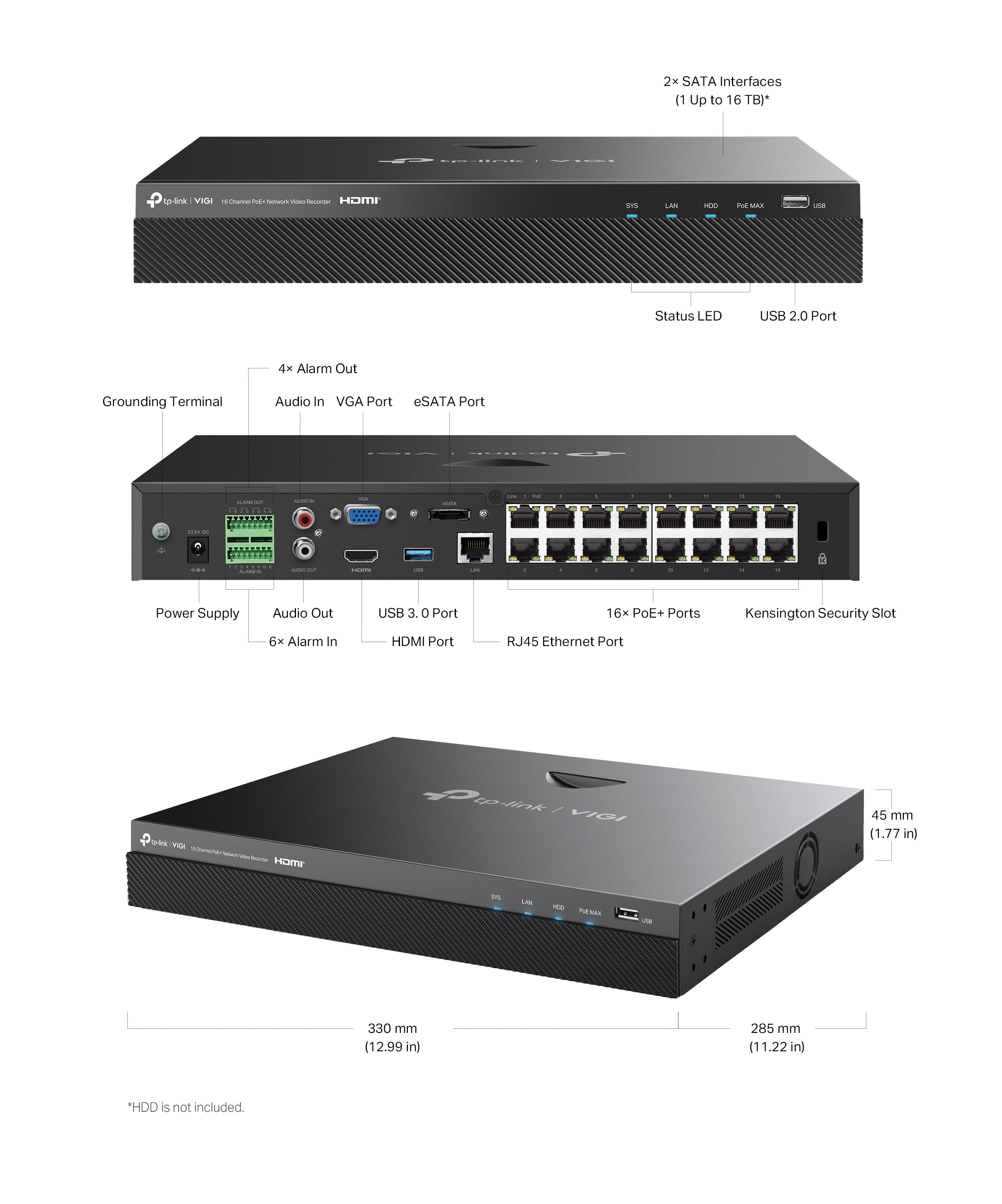 VIGI NVR2016H-16MP Network Video Recorder