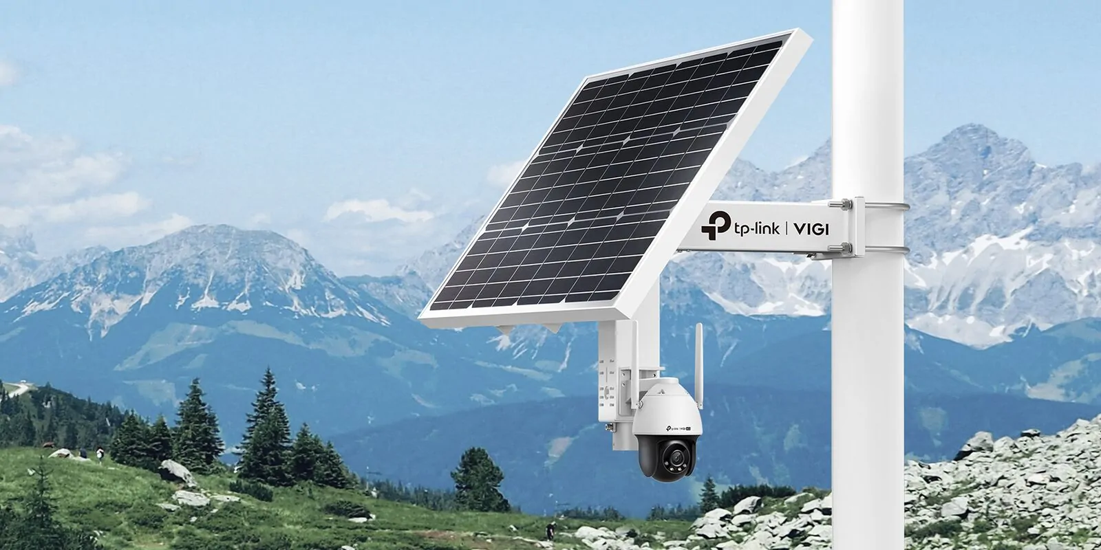 A TP-Link VIGI 4G camera running on its own solar panel