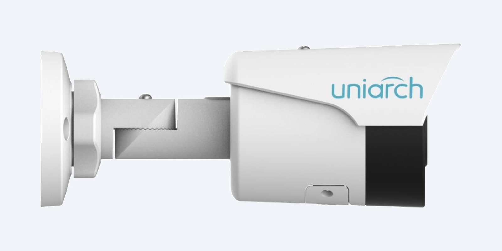 Uniarch IPC-B1E8-AF28K bullet camera, side view on its bracket