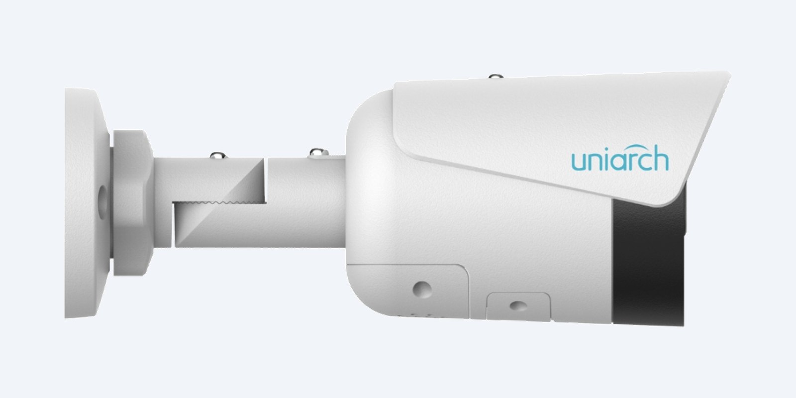 Uniarch IPC-B1P8-AF28KC bullet camera, side view on its bracket