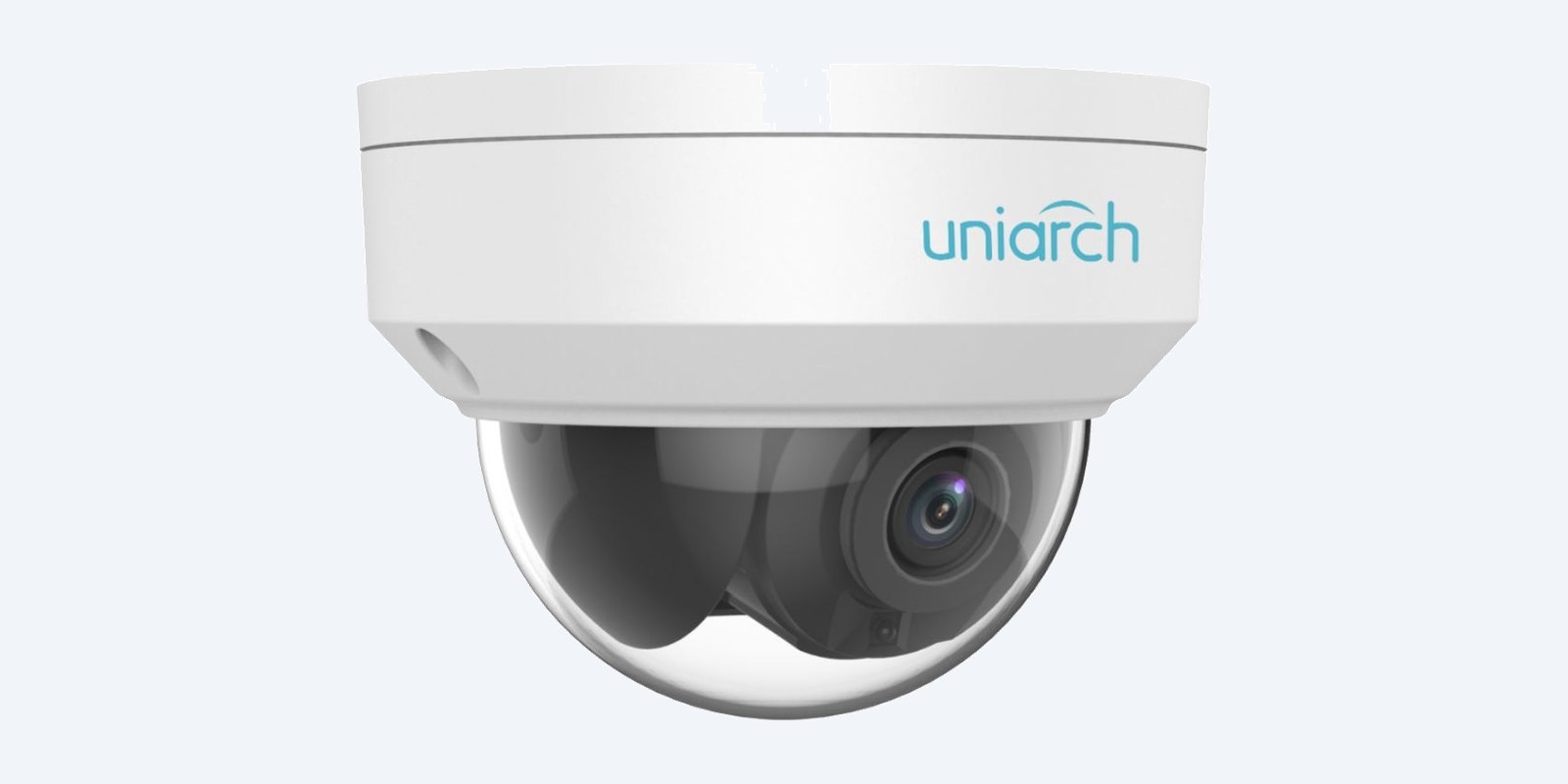 Uniarch IPC-D1E6-AF28K dome camera, side view of lens and cover