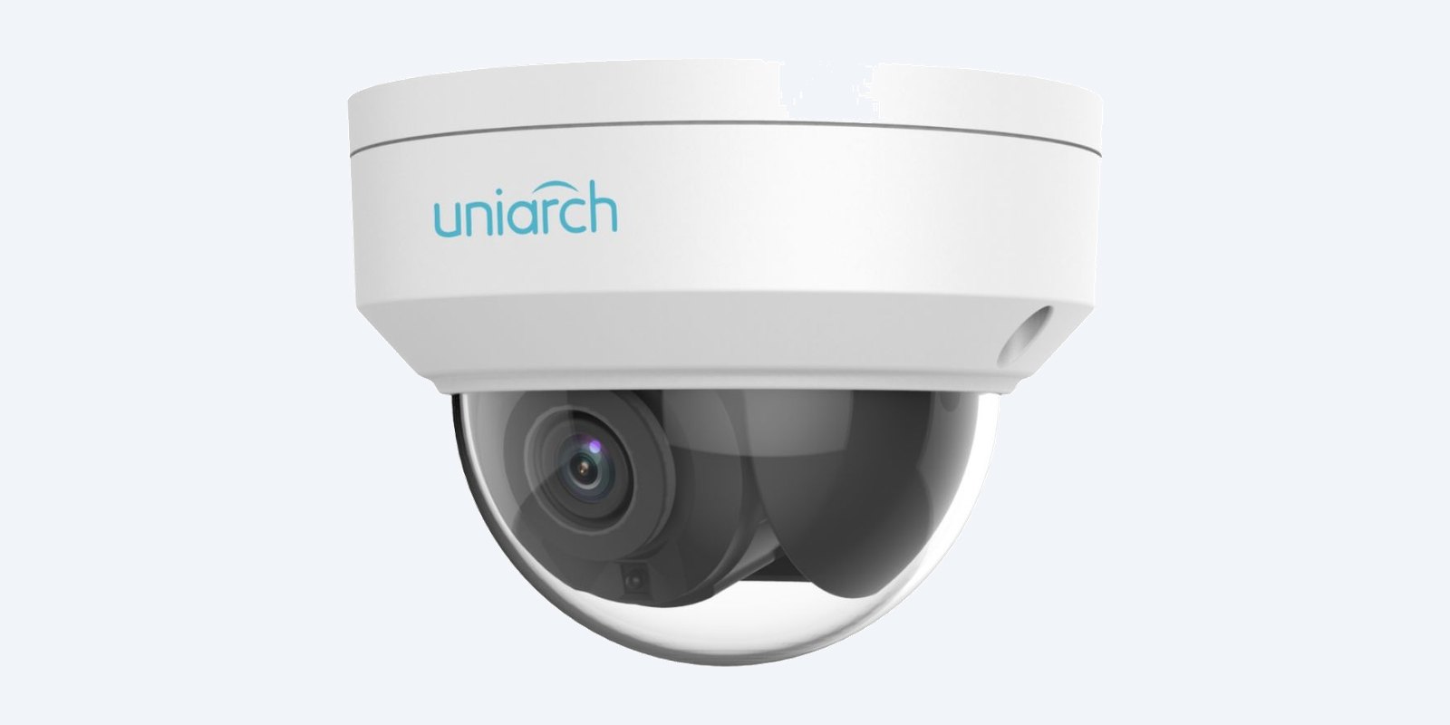 Uniarch IPC-D1E8-AF28K dome camera, side view of lens and cover