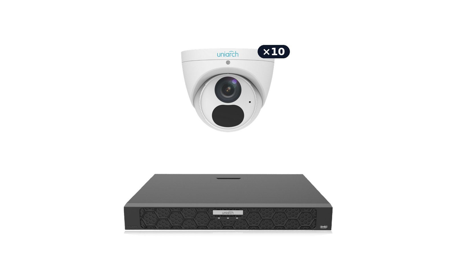Uniarch Large Home 4K Kit: ten 8MP 4K turrets with the NVR-216B-P16 recorder