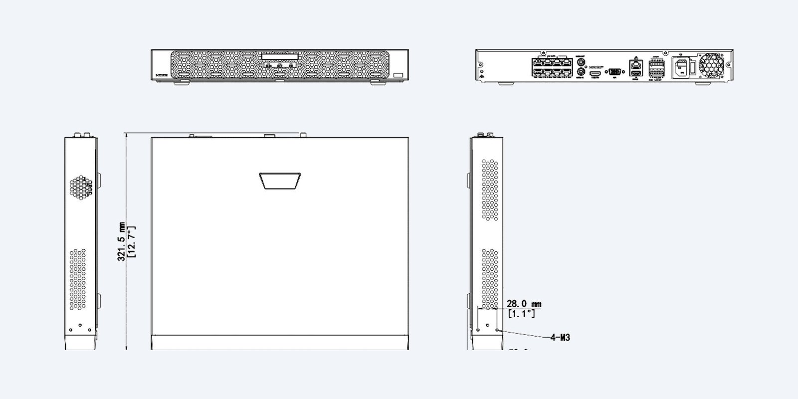Uniarch NVR-216B-P16 dimension drawing