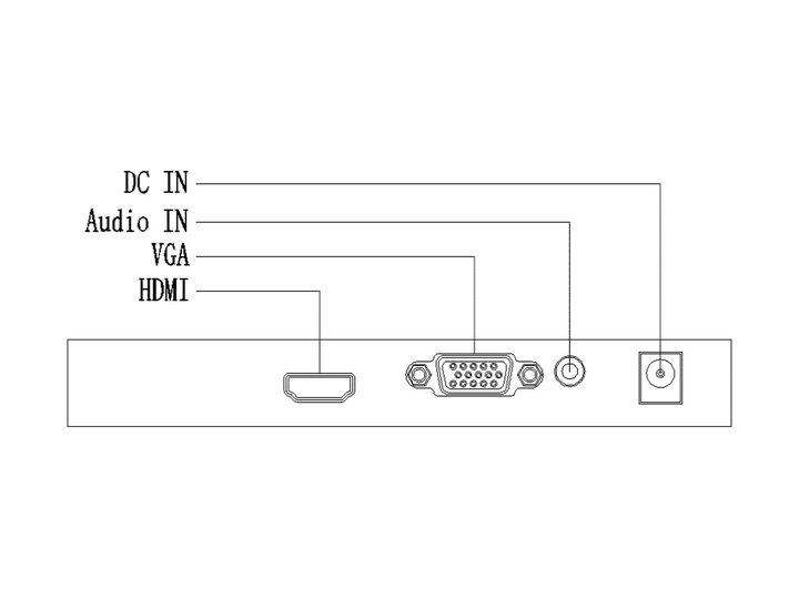 Uniarch MT-24-V rear inputs: HDMI, VGA, audio and power