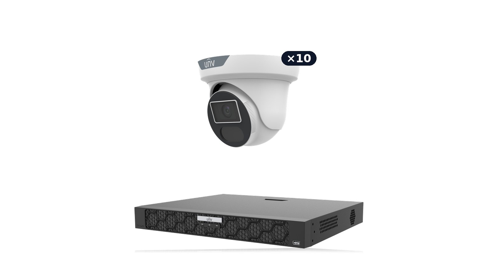 Uniview Large Home 4K Kit: ten 8MP 4K LightHunter turrets with the NVR502-16B-P16-IQ recorder
