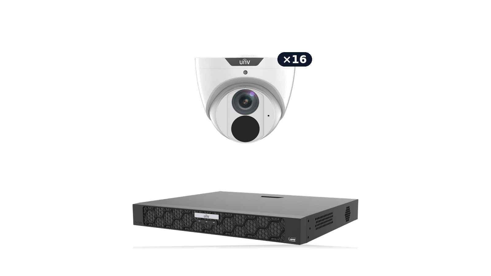 Uniview Site Wide 4K Kit: sixteen 8MP 4K Easy turrets with the NVR502-16B-P16-IQ recorder