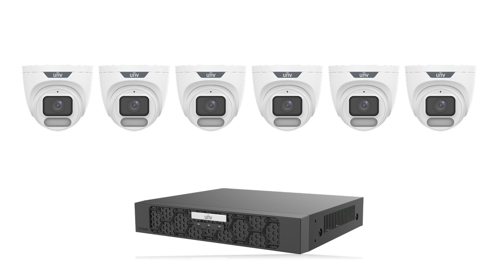 Uniview Colour Night Family Kit: six 6MP ColorHunter turrets with the NVR501-08B-P8-IQ recorder