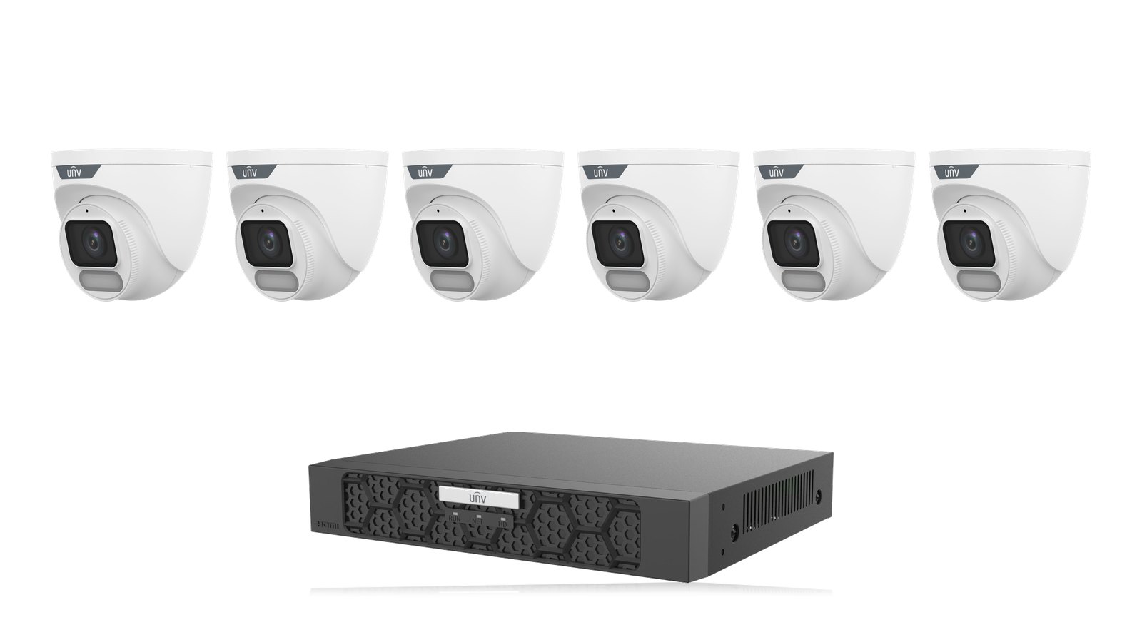 Uniview ColorHunter Night 4K Kit: six 8MP 4K ColorHunter turrets with the NVR501-08B-P8-IQ recorder