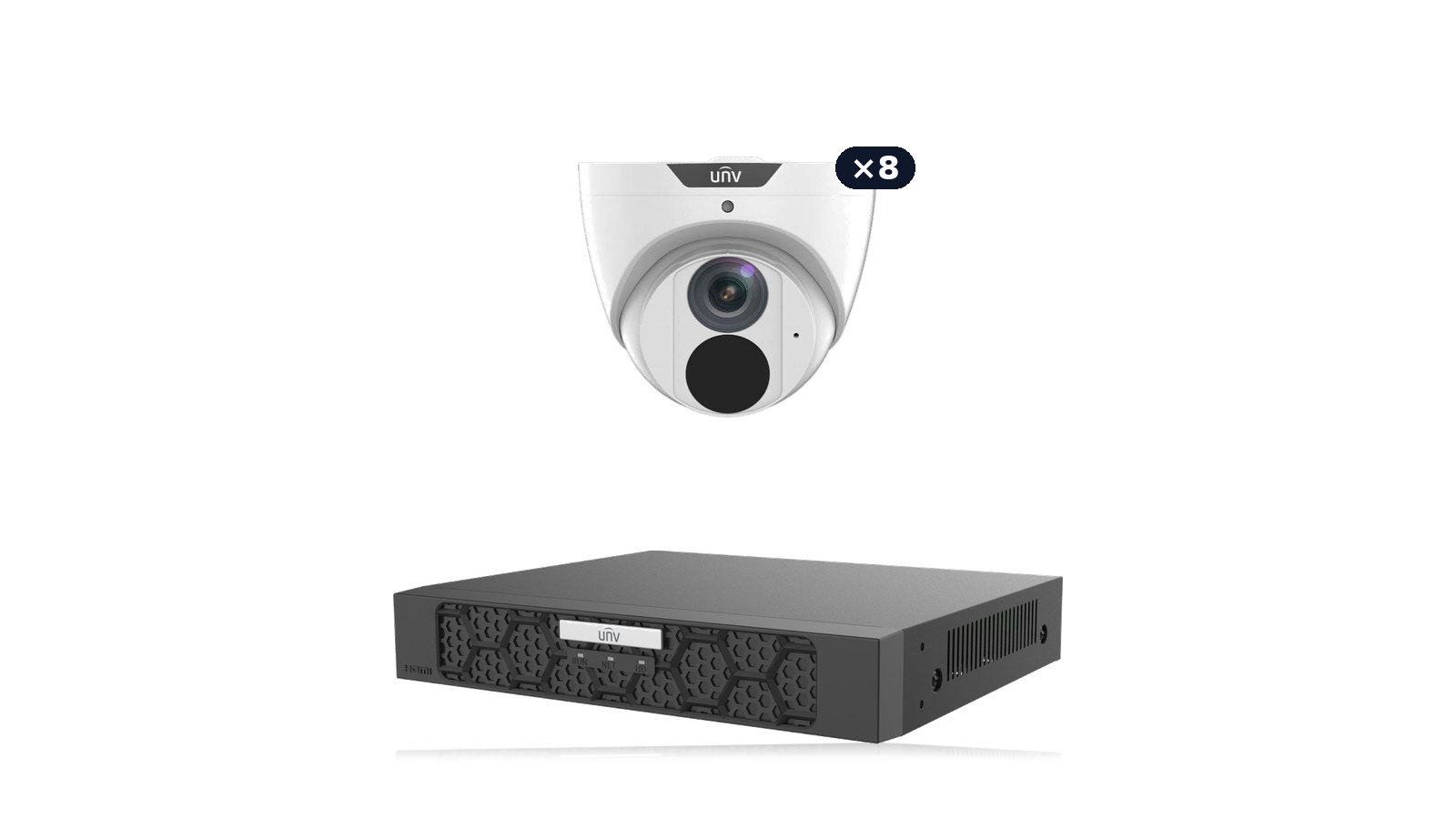 Uniview Full Cover 4K Kit: eight 8MP 4K Easy turrets with the NVR501-08B-P8-IQ recorder