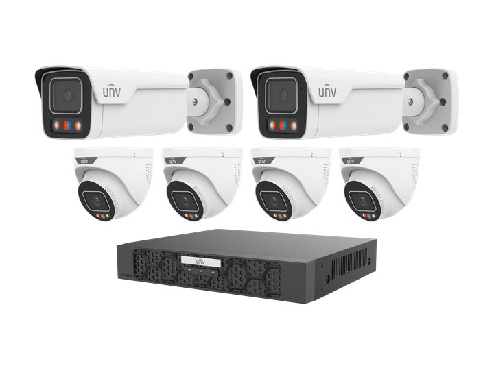 Uniview Tri-Guard Perimeter kit: six Tri-Guard cameras and an 8-channel recorder