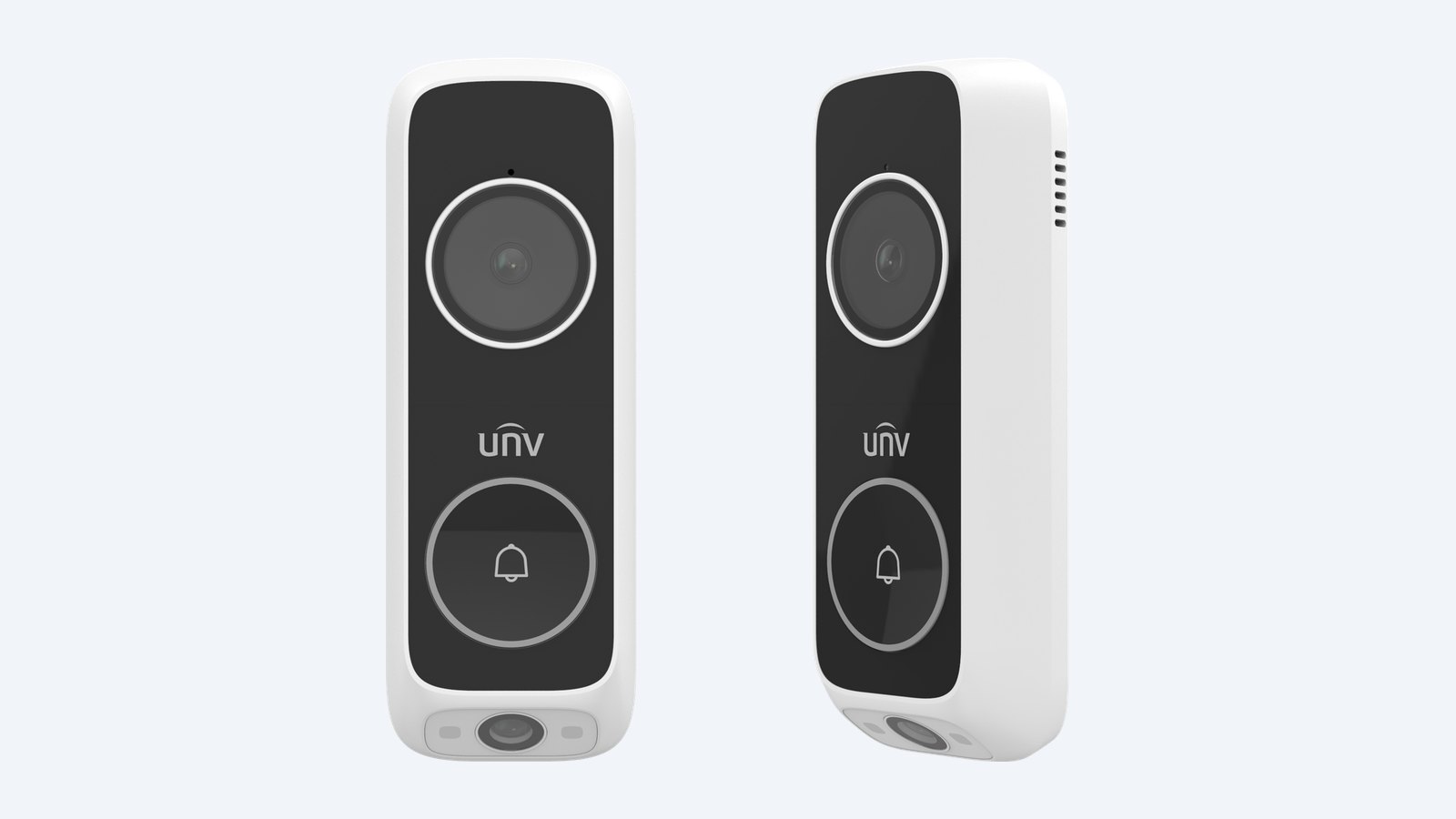 Uniview ED-525B-WB dual-camera video doorbell, front and side