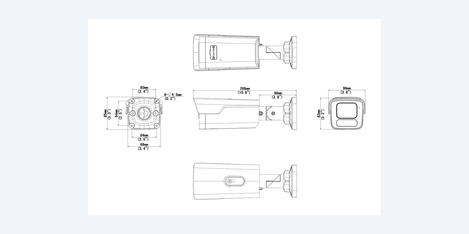 Uniview IPC2B18SS-ADF28K-I1-BK dimension drawing