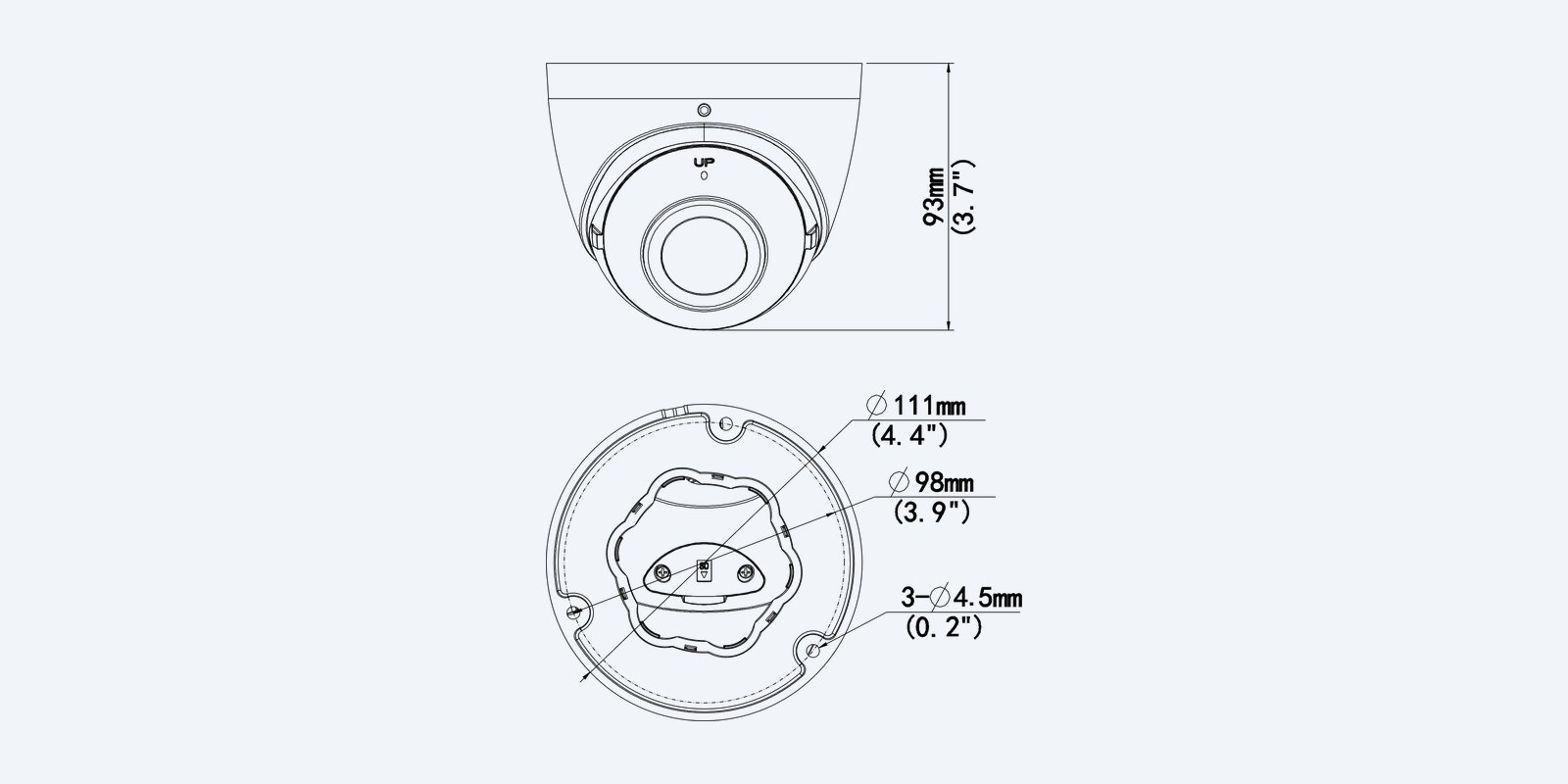 Uniview IPC3608SB-ADF16KM-I0 8MP 180° panoramic turret camera, dimension drawing
