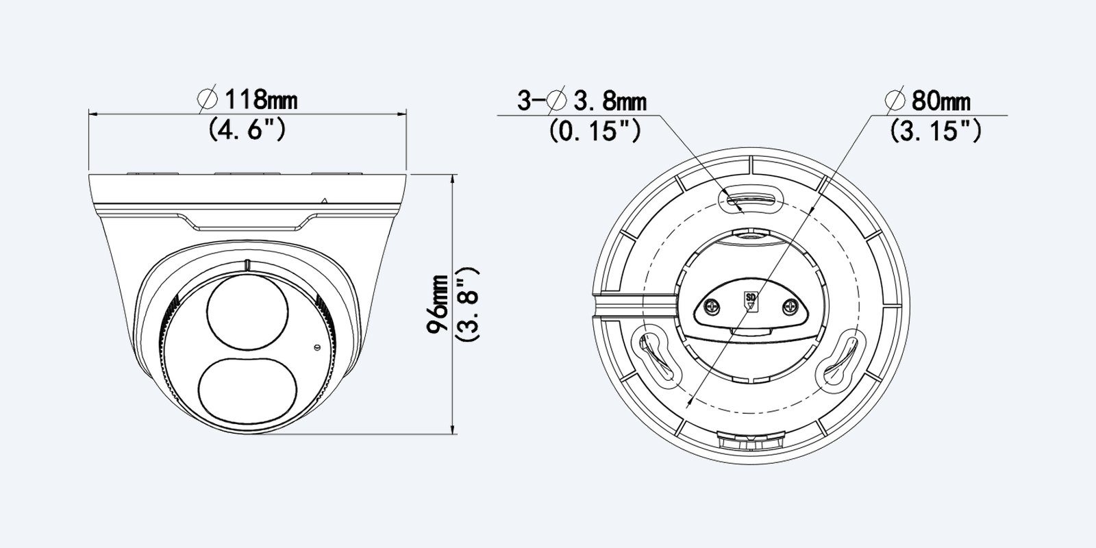 Uniview IPC3618LE-ADF28KC-DL dimension drawing