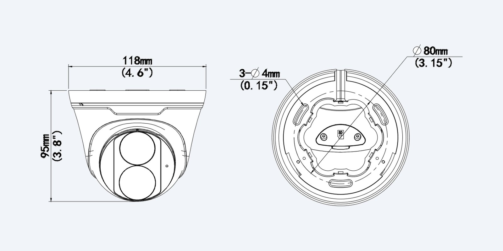 Uniview IPC3618LE-ADF28KM-H-BK dimension drawing