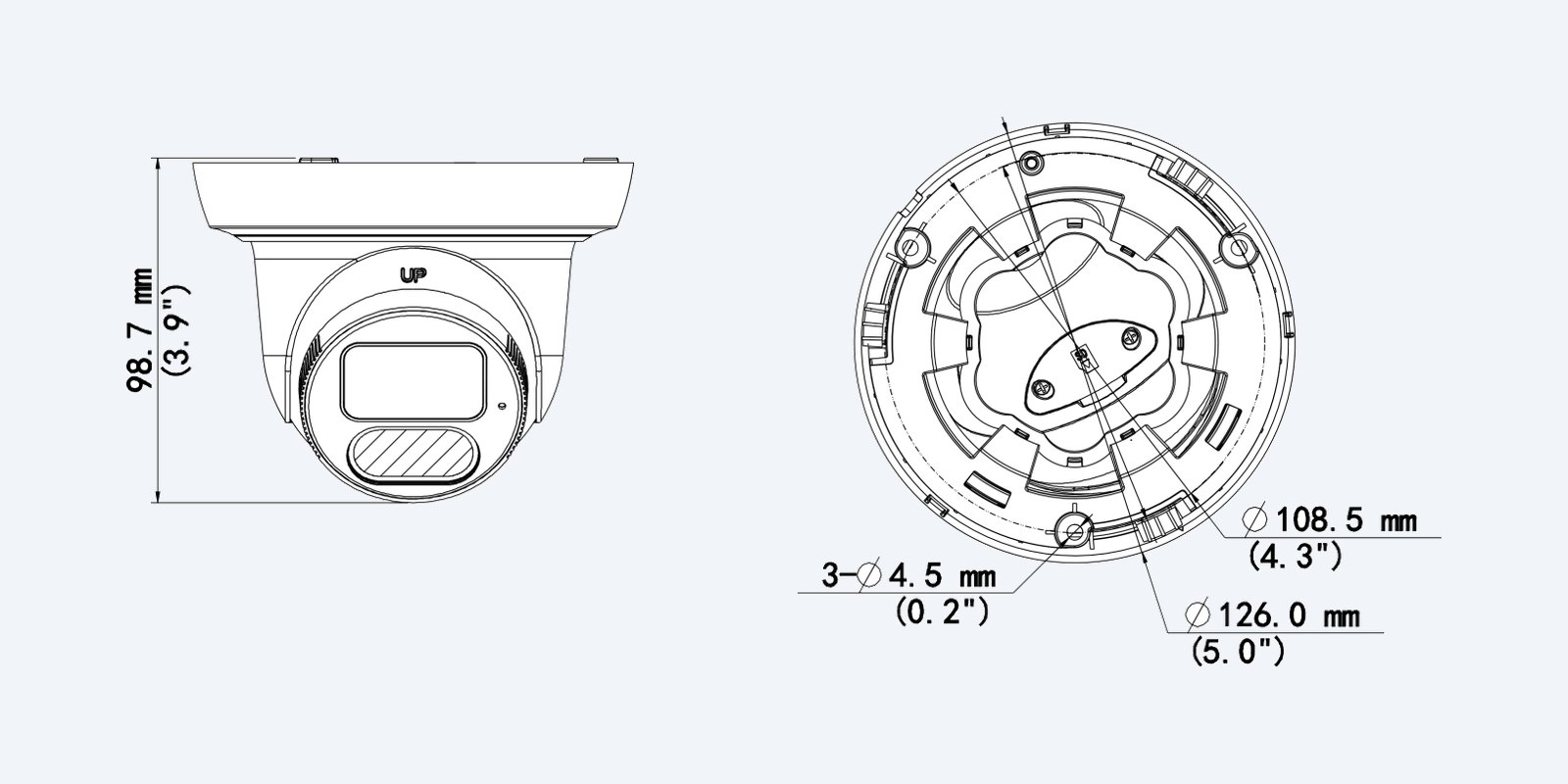 Uniview IPC3618SS-ADF28K-I1-BK dimension drawing