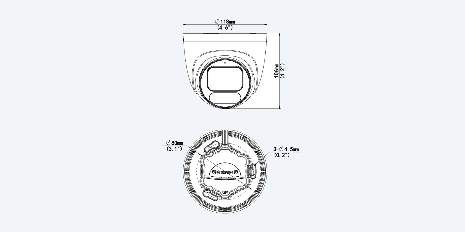 Uniview IPC3626LE-ADF28K-WP-BK dimension drawing