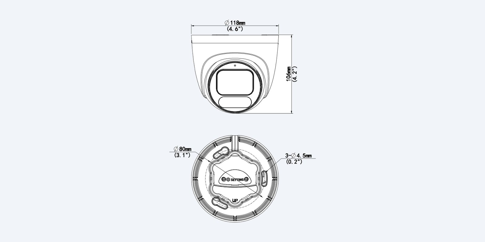 Uniview IPC3628LE-ADF28K-WP-BK dimension drawing