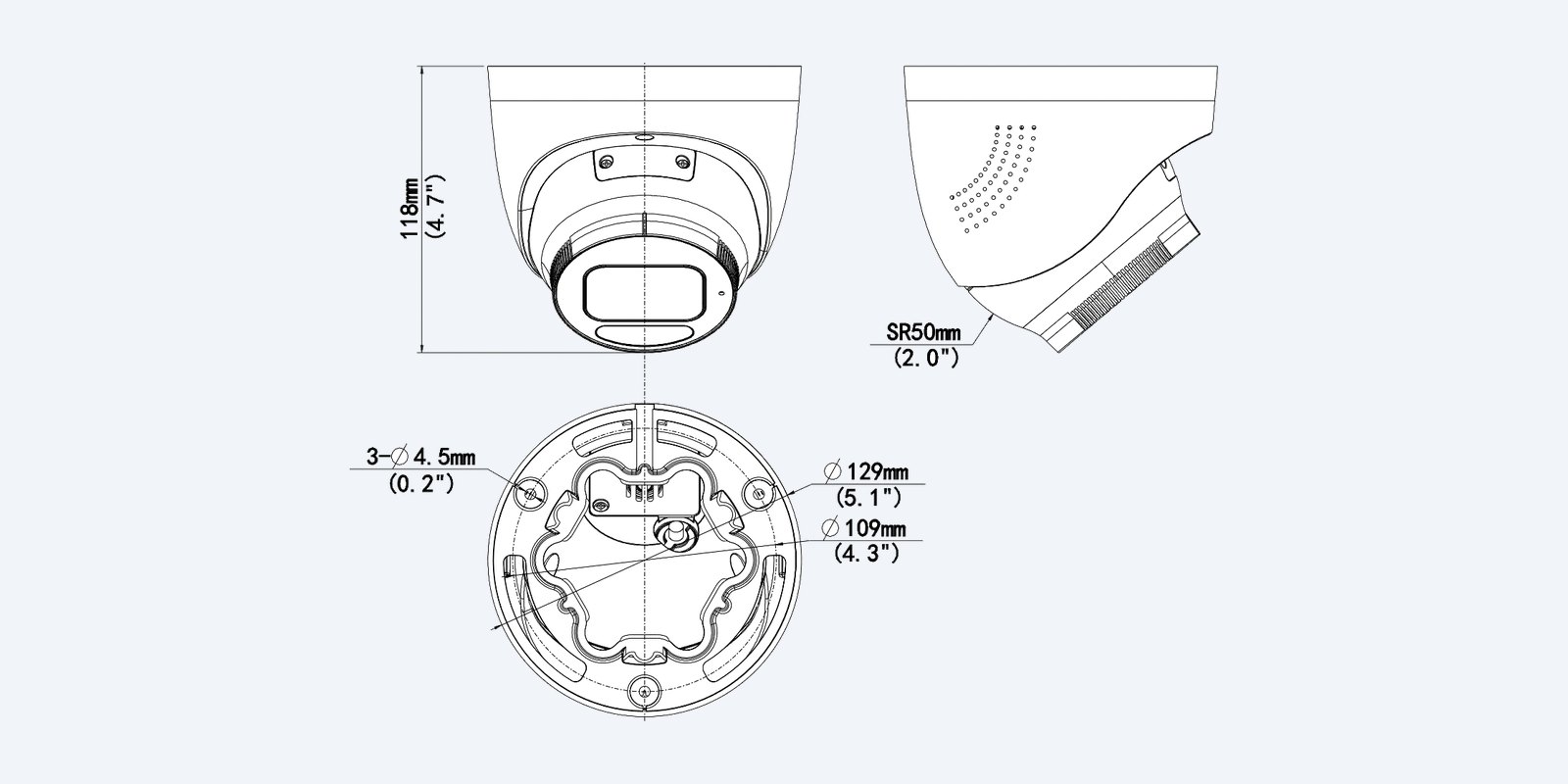 Uniview IPC3636SS-ADF28KMC-I1-BK dimension drawing