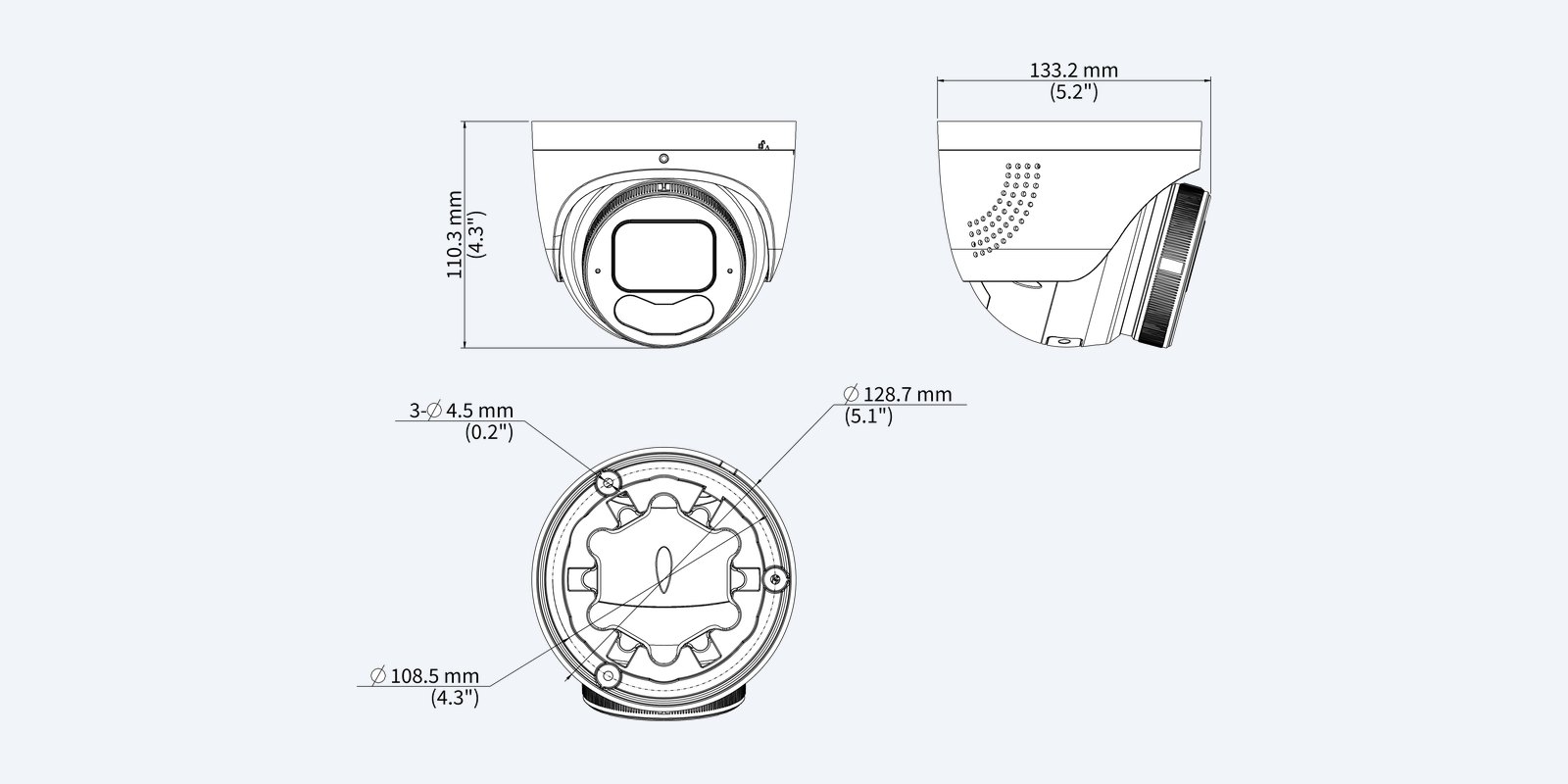 Uniview IPC3638SE-ADF28KMC-WP-I1-BK dimension drawing
