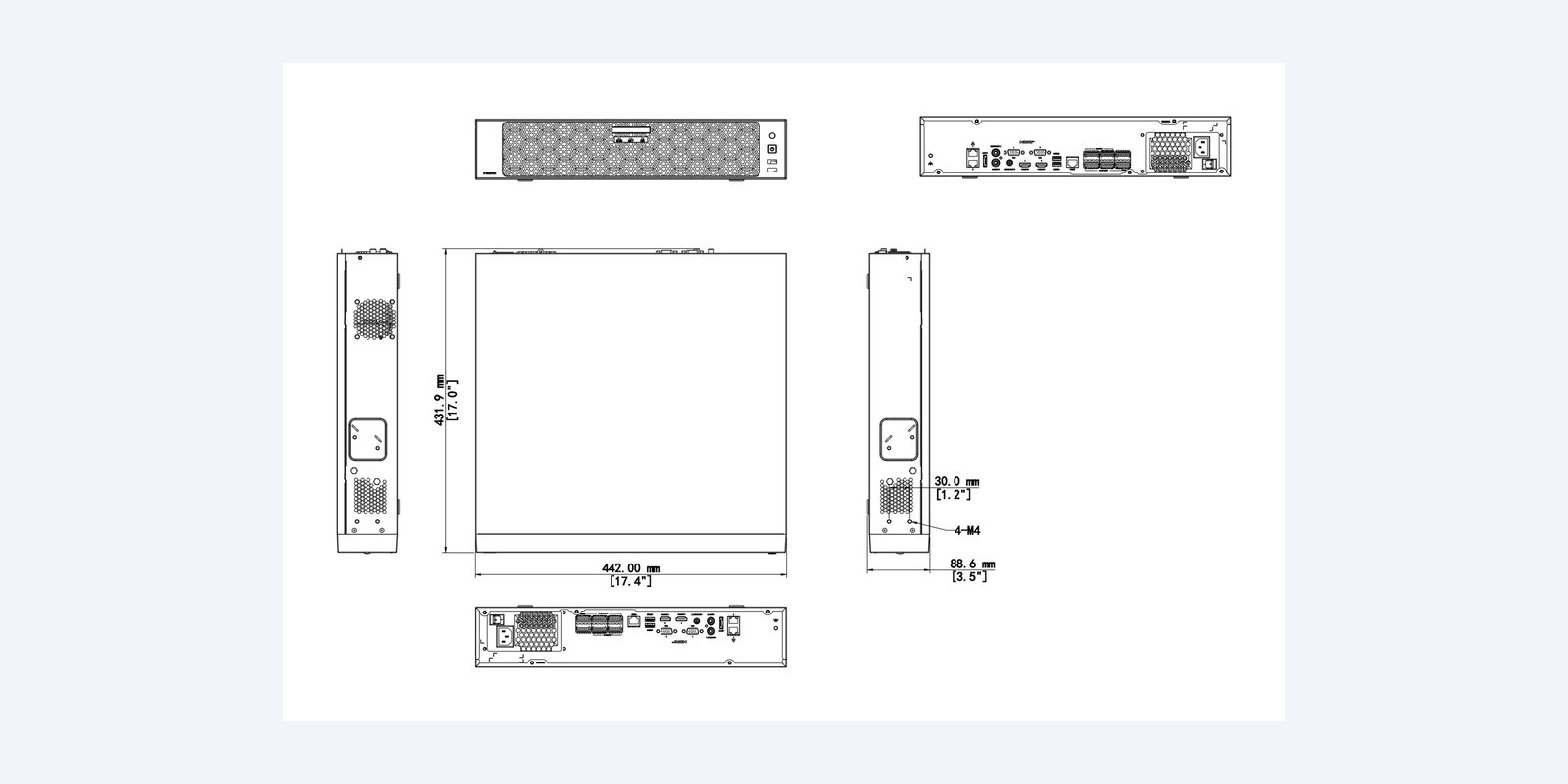 Uniview NVR508-64E-IQ dimension drawing
