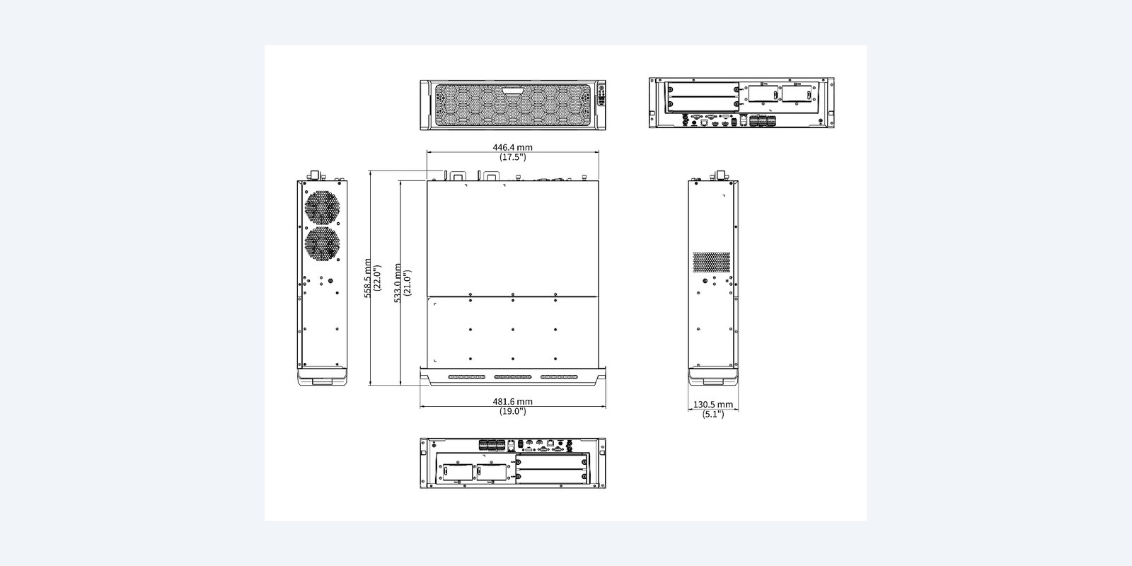Uniview NVR516-128E-R dimension drawing