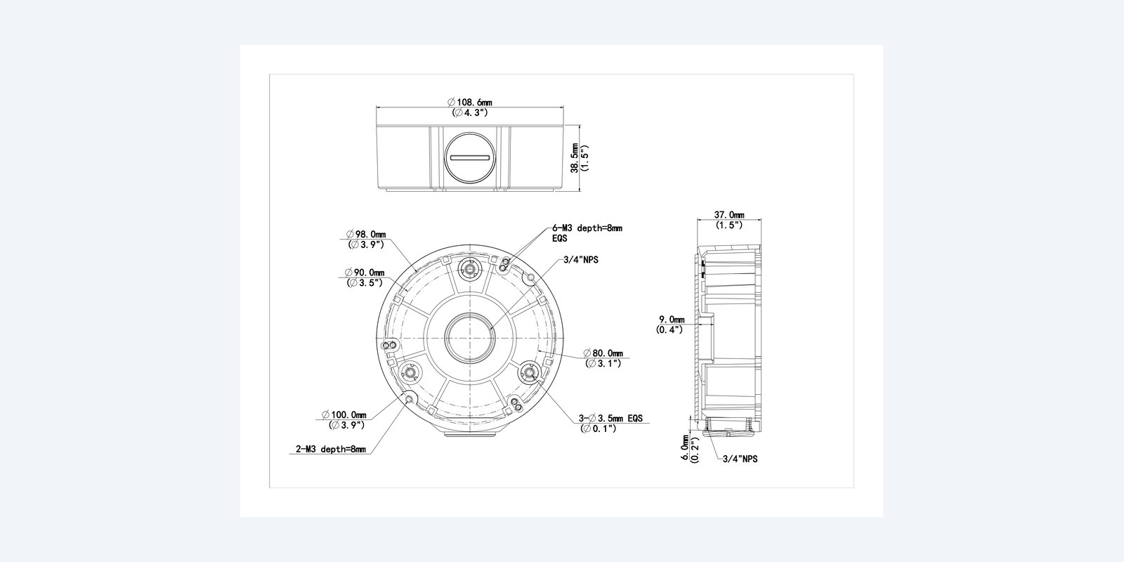 Uniview TR-JB03-G-IN dimension drawing