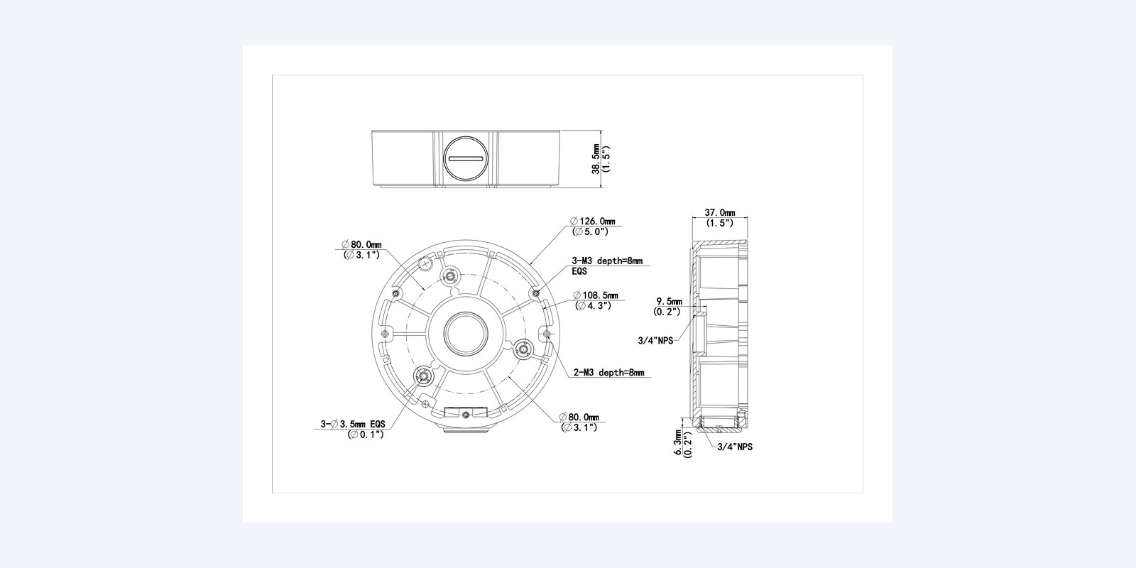 Uniview TR-JB03-H-IN dimension drawing