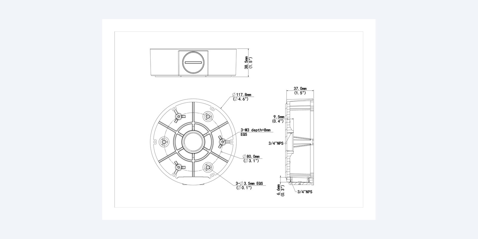 Uniview TR-JB03-I-IN-BK dimension drawing