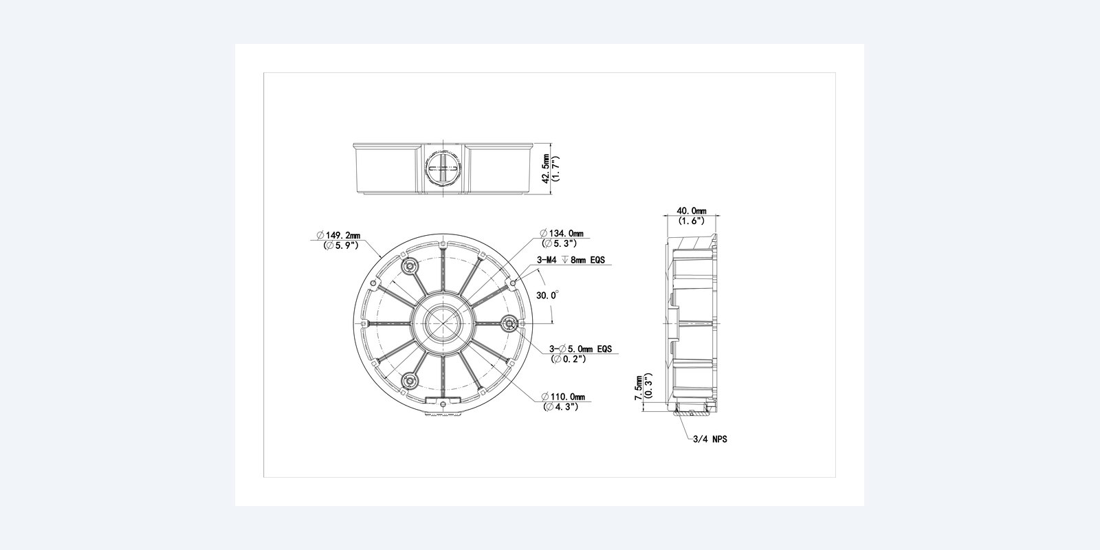 Uniview TR-JB04-D-IN dimension drawing