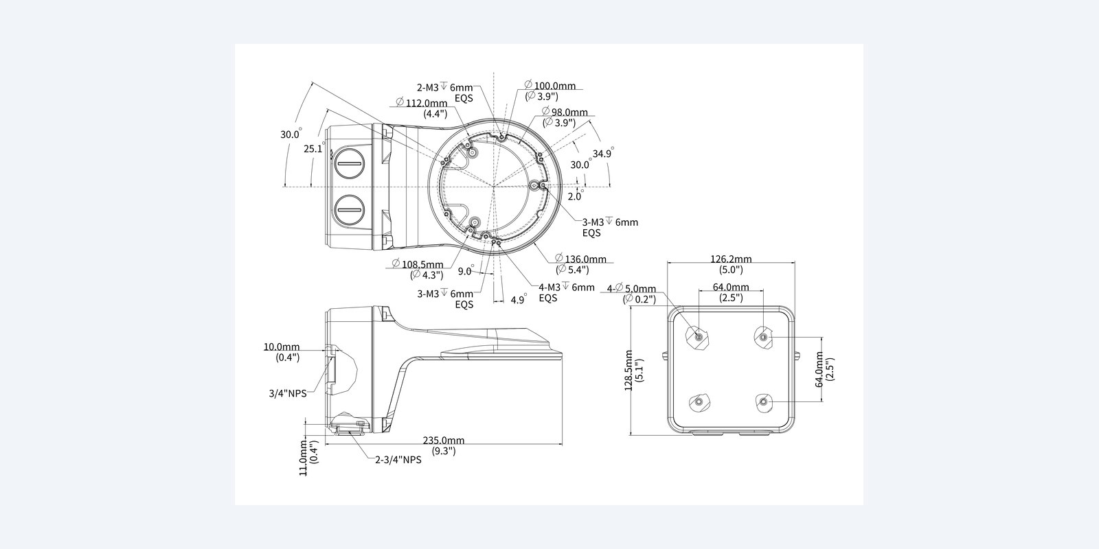 Uniview TR-JB07/WM03-F-IN-V2-BK dimension drawing