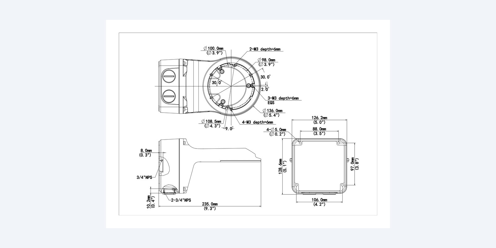 Uniview TR-JB07/WM03-F-IN dimension drawing