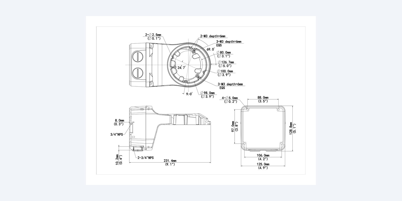 Uniview TR-JB07/WM03-G-IN dimension drawing