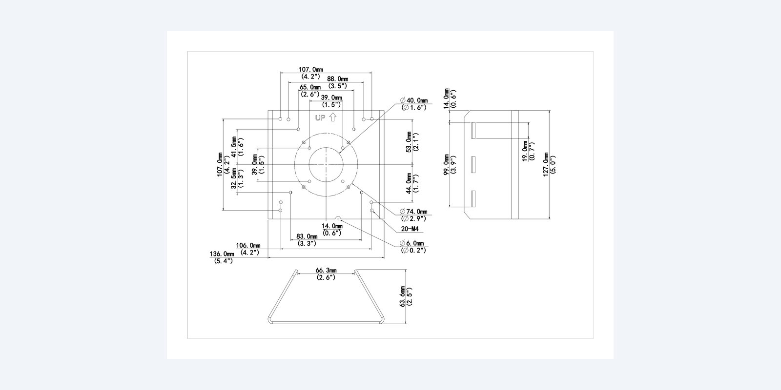 Uniview TR-UP06-C-IN dimension drawing