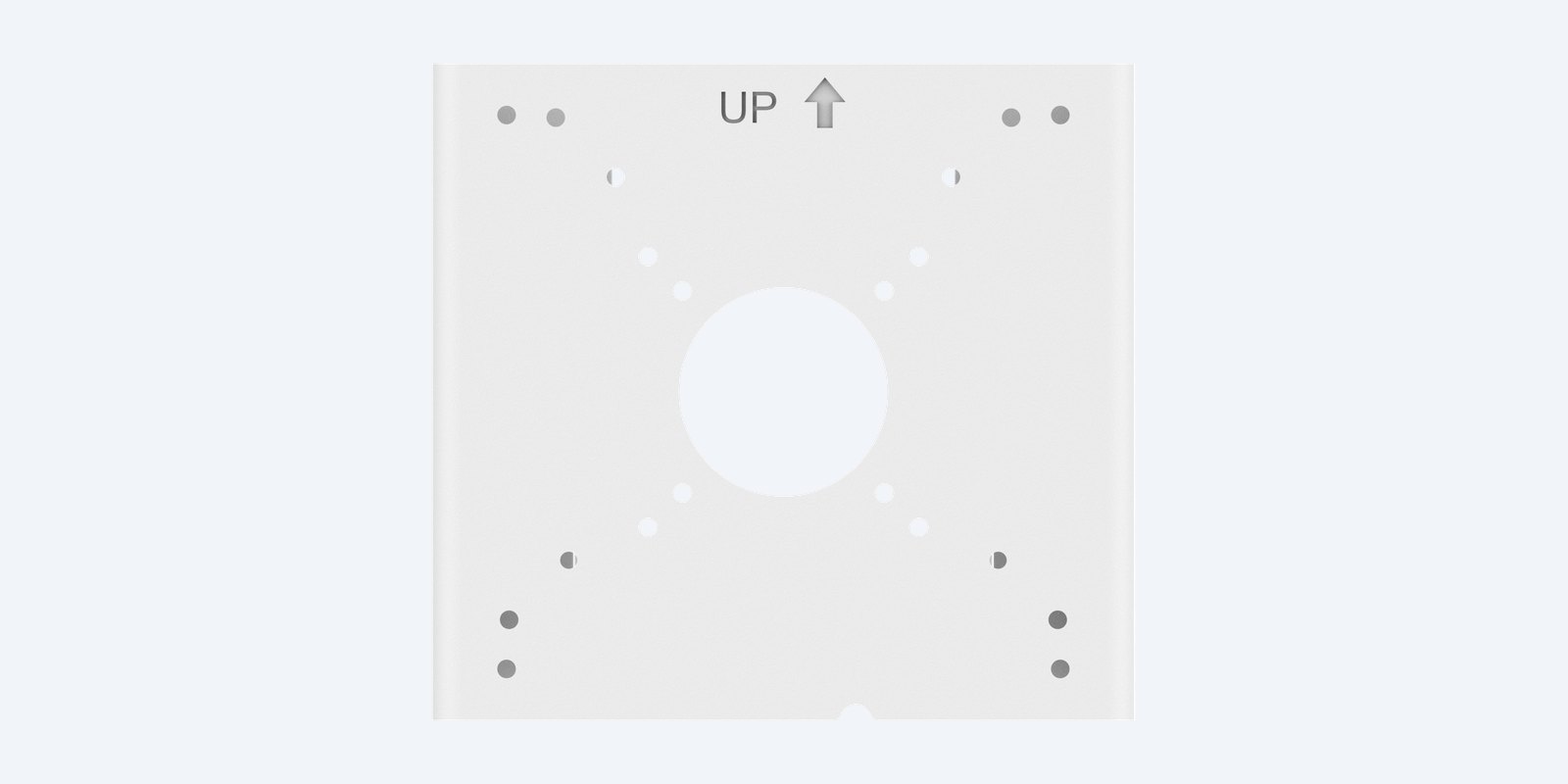 Uniview TR-UP06-C-IN front plate with UP arrow, M4 hole pattern and Ø40 mm cable hole