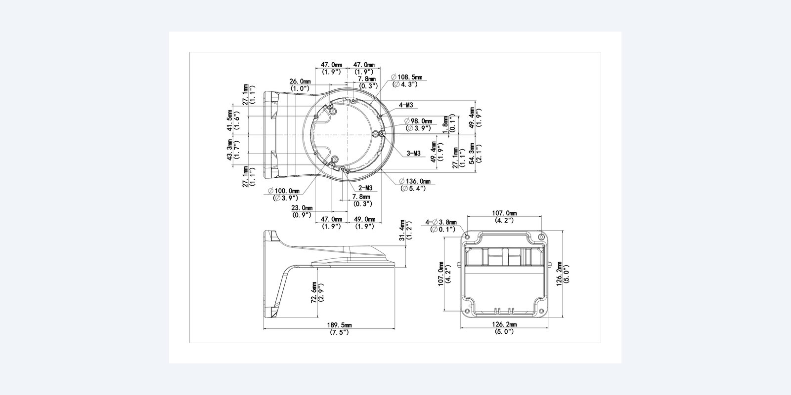 Uniview TR-WM03-B-IN dimension drawing