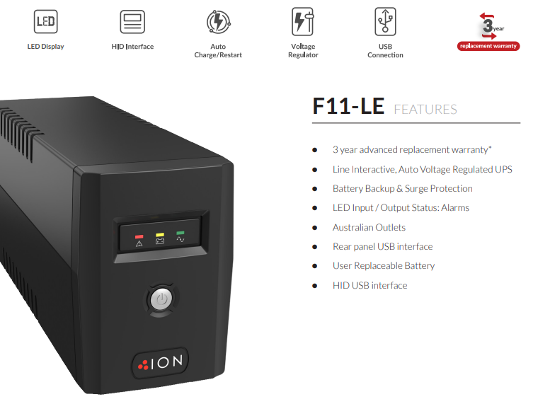 ION F11-LE-2200 Line-Interactive UPS — front angle
