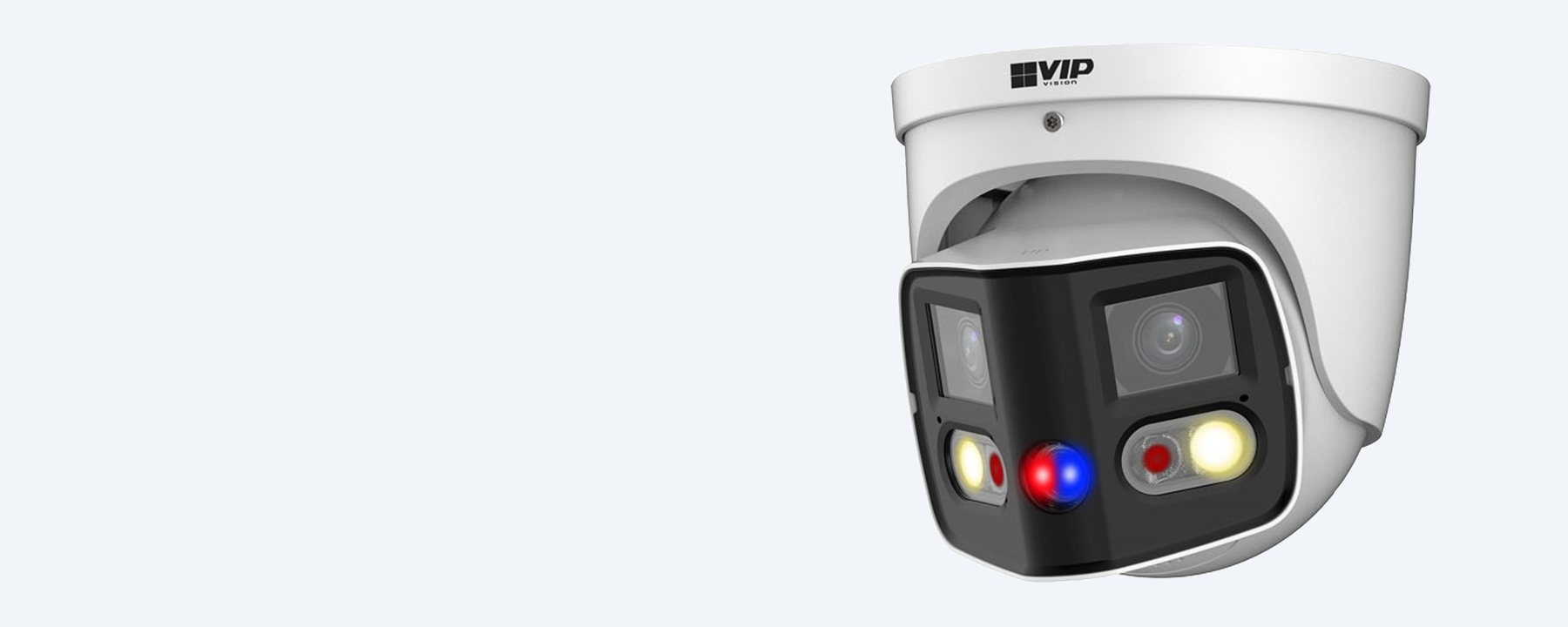 VIP Vision 8MP 180° dual-lens camera with spotlight, red and blue strobe and siren