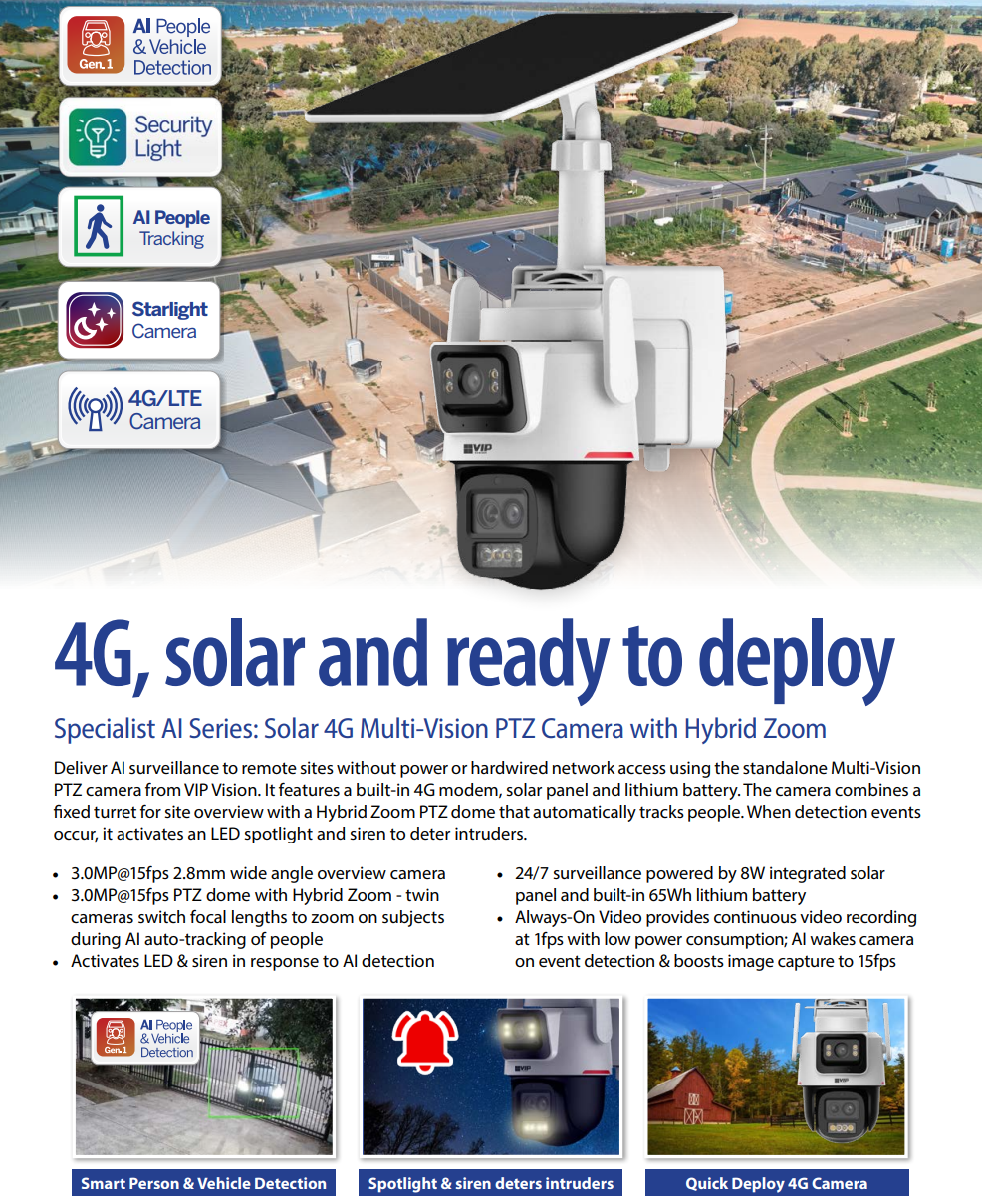 VIP Vision VSIPSLR-3P3F Solar 4G Multi-Vision PTZ Camera