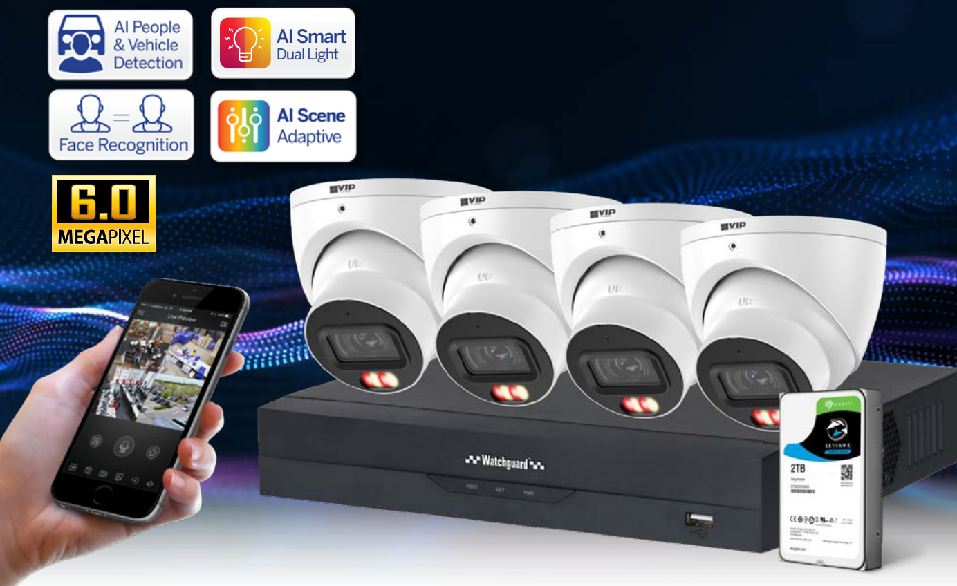 Watchguard NVRKIT‑G862‑6C 6MP AI Dual‑Light 6‑Camera Kit