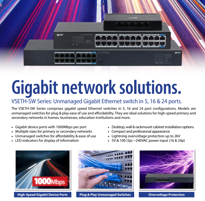 VIP Vision VSETH-SW16G2 16-Port Gigabit Switch