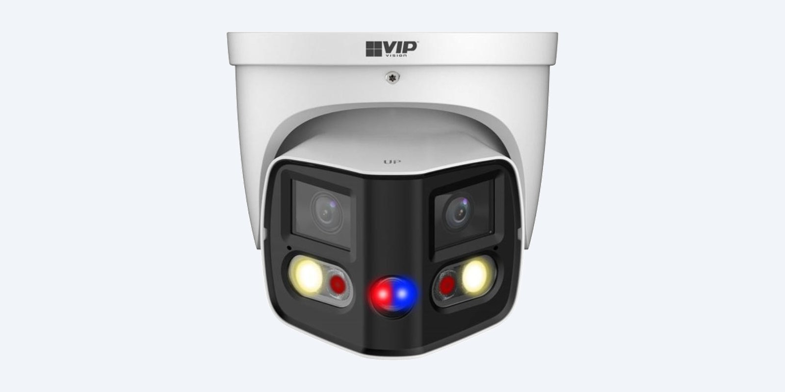VSIPP-8DD-ID3 front, two lenses with spotlights and red and blue strobe between them